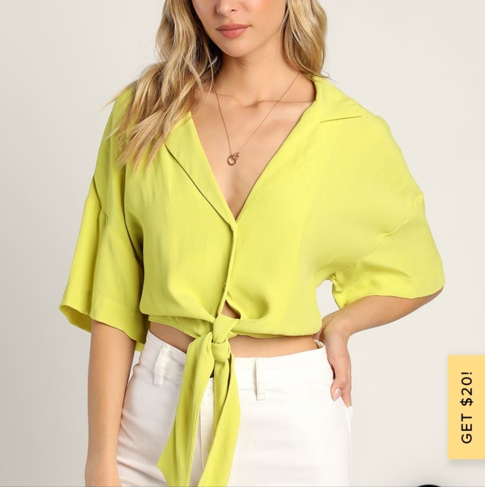 Lime Green Crop Blouse